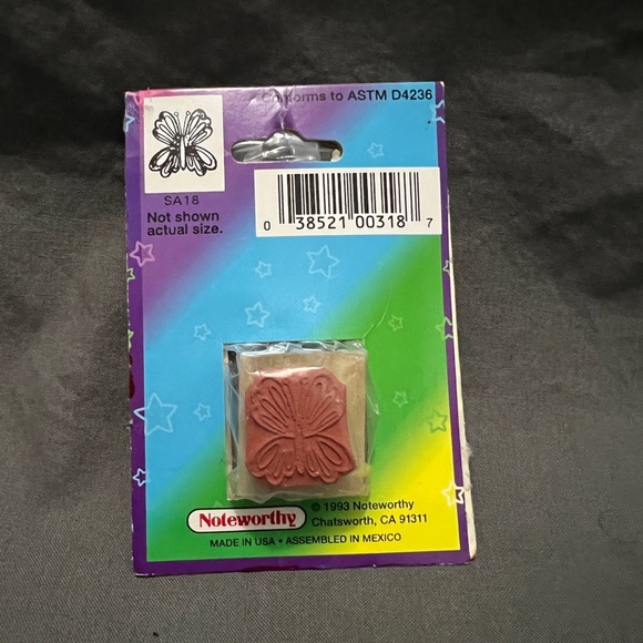 Noteworthy Small Mounted Butterfly Rubber Stamp In Original Packaging - Picture 2 of 3